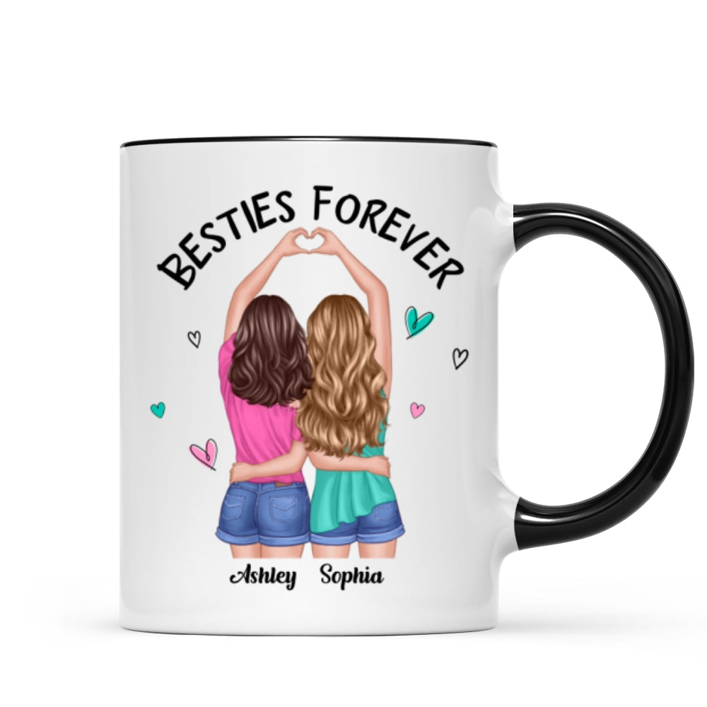 Back View Heart Hands Besties Forever Personalized Mug
