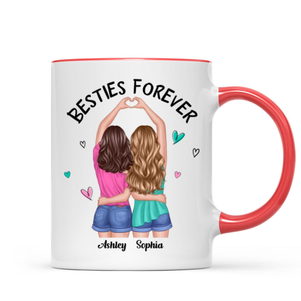 Back View Heart Hands Besties Forever Personalized Mug