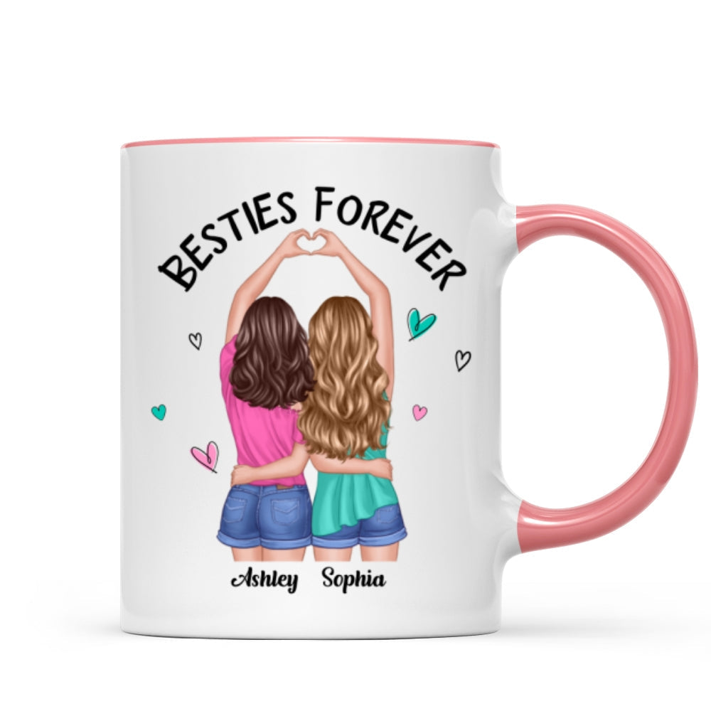 Back View Heart Hands Besties Forever Personalized Mug