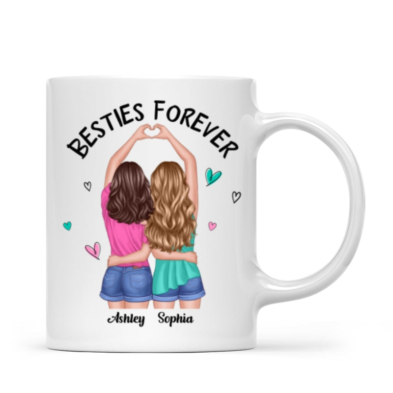 Back View Heart Hands Besties Forever Personalized Mug