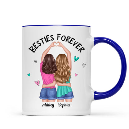 Back View Heart Hands Besties Forever Personalized Mug