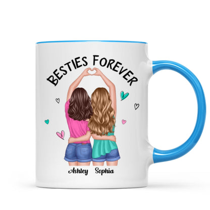 Back View Heart Hands Besties Forever Personalized Mug