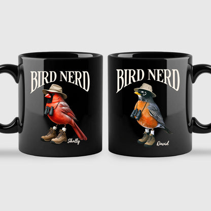 Bird Nerd Funny Bird Watcher, Bird Twitcher Gift for Bird Lover Personalized Black Mug