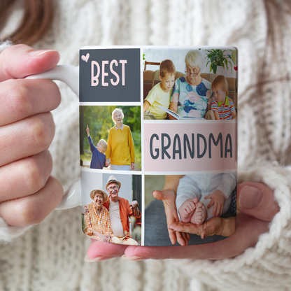 Best Grandma With Children, Photo Personalized White Mug