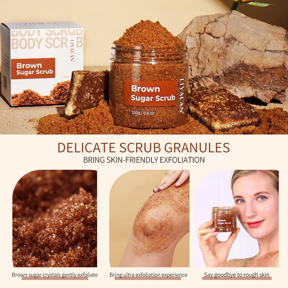 Brown Organic Sugar Body Scrub Exfoliates And Nourishes Skin Naturally