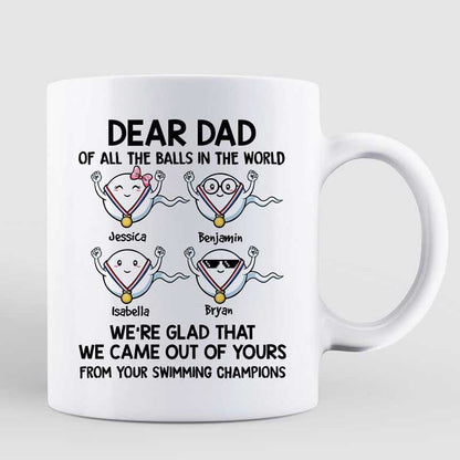Dear Dad Swimming Champions Little Cute Kids Funny Father's Day Gift Personalized Mug