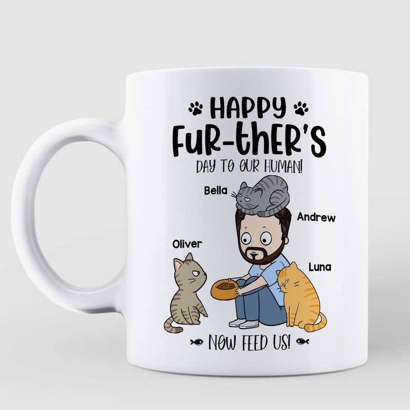 Happy Further's Day Human Chibi Cat Dad Personalized Mug