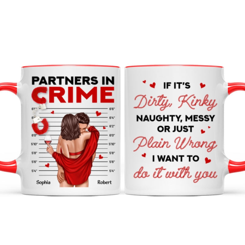 Couple Standing Kissing Partners In Crime Personalized Mug