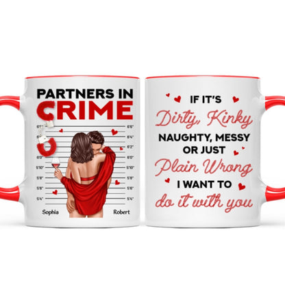 Couple Standing Kissing Partners In Crime Personalized Mug