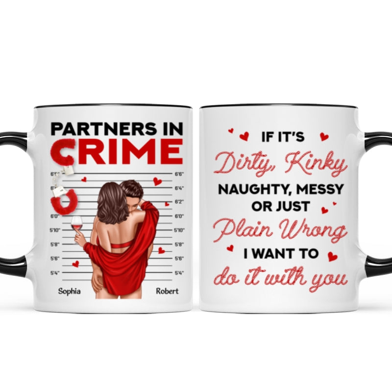 Couple Standing Kissing Partners In Crime Personalized Mug