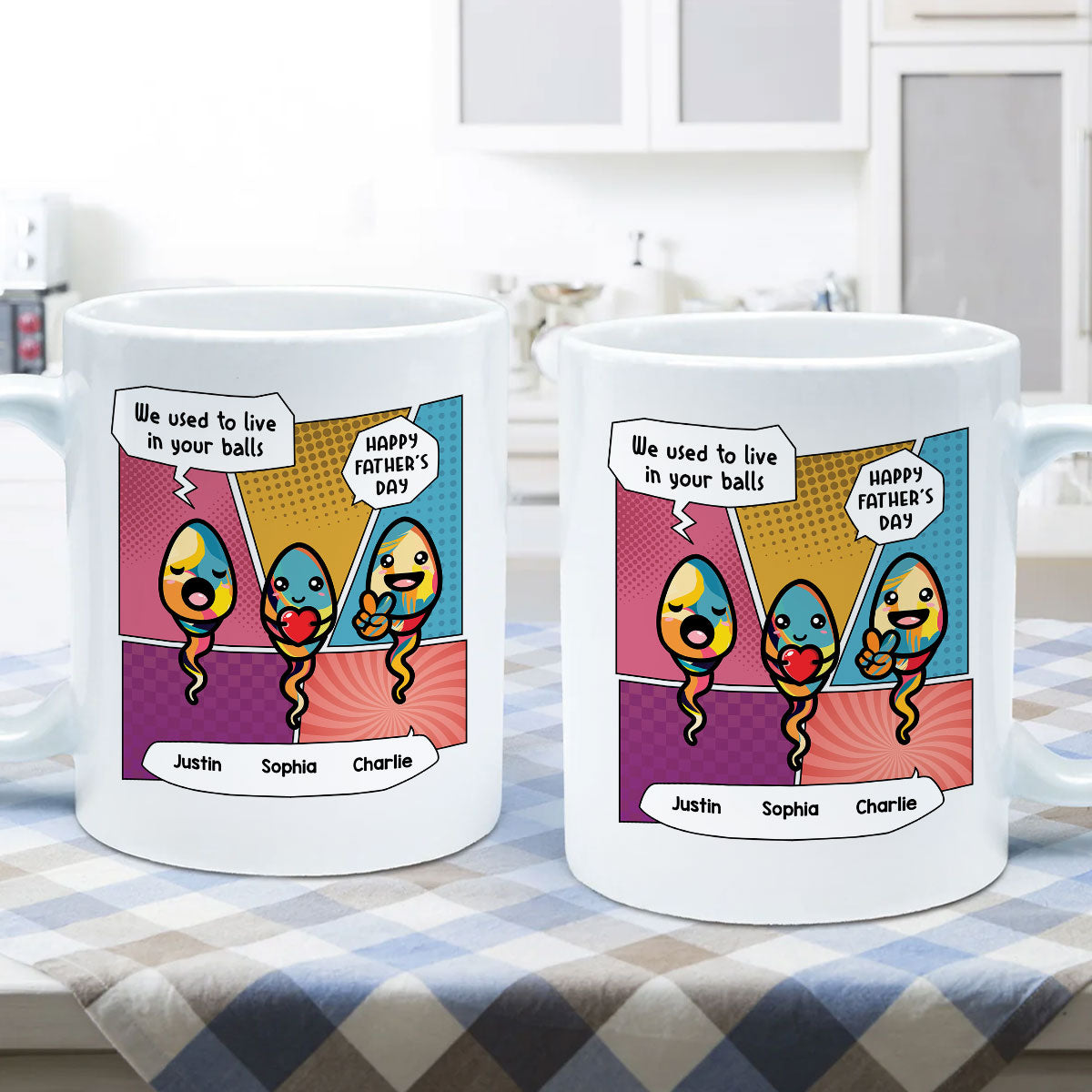 Pop Art We Used To Live In Your Balls Personalized Mug