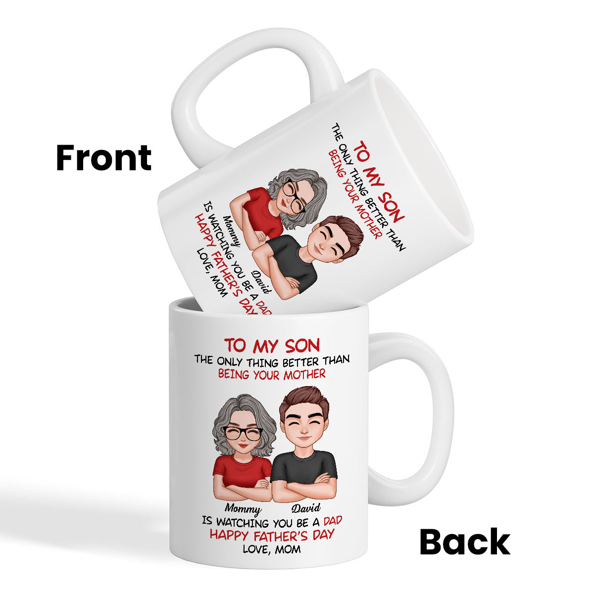 To My Son Personalized Ceramic Mug, Heartfelt Father's Day Gift For Son