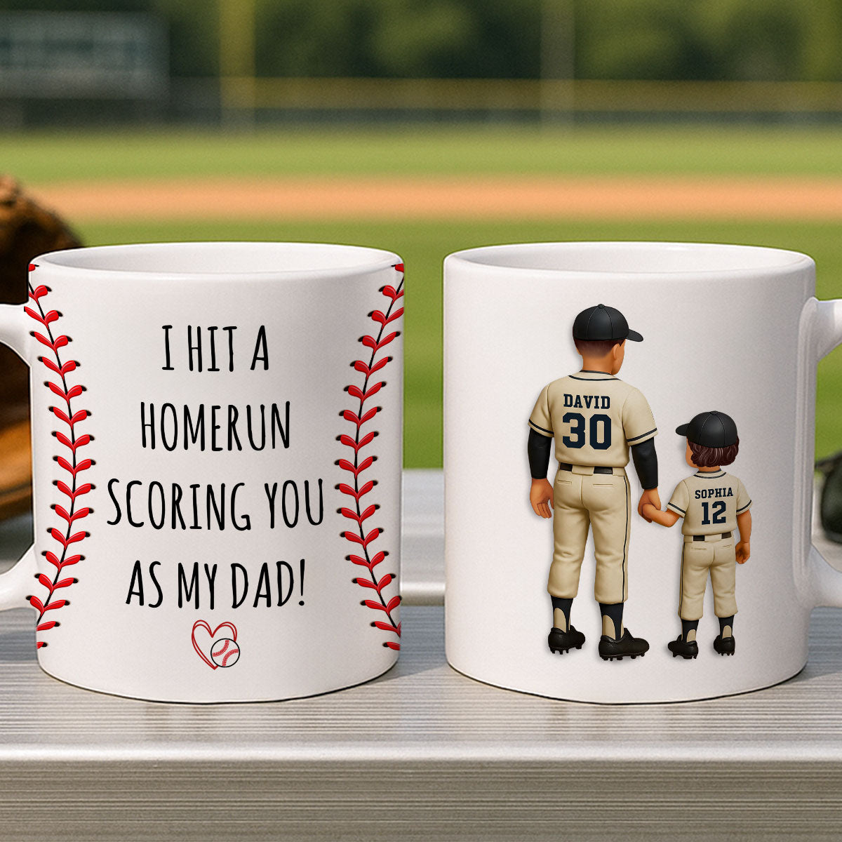 I Hit a Home Run Scoring You as my Dad Personalized Mug, Father's Day Gift for Baseball Dad
