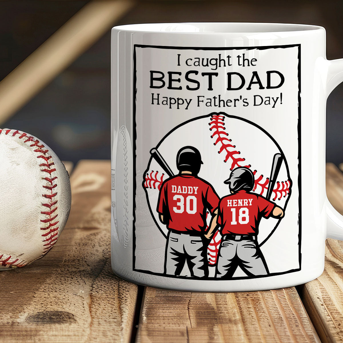 Happy Father's Day Baseball Dad Personalized Mug