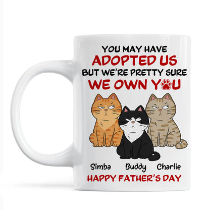Funny Cute Cats We Own You Personalized Mug, Father's Day Gift For Cat Dad