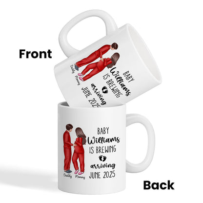 Baby Is Brewing Pregnancy Couple Personalized Mug Expecting Mom Gift, Expecting Parents Gift, Gift