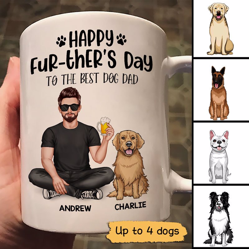 Real Man Sitting Happy Father's Further's Day Best Dog Dad Gift Personalized Mug