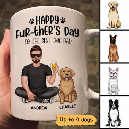 Real Man Sitting Happy Father's Further's Day Best Dog Dad Gift Personalized Mug