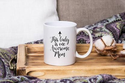 One Awesome Mom Funny Coffee Mug, Gift for Mom from Daughter Son Kids Husband, Birthday Mother's Day Christmas Gift Idea for Women