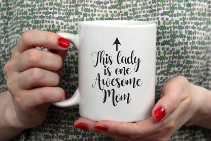 One Awesome Mom Funny Coffee Mug, Gift for Mom from Daughter Son Kids Husband, Birthday Mother's Day Christmas Gift Idea for Women
