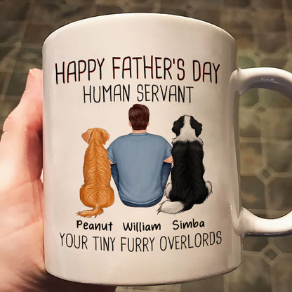 Back View Man And Dog Sitting Happy Father's Day Human Servant Personalized Mug