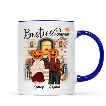 Pumpkin Head Best Friends Sisters Fall Season Front Porch Personalized Mug (11oz)