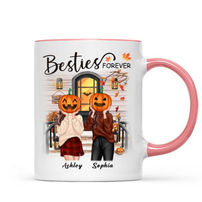 Pumpkin Head Best Friends Sisters Fall Season Front Porch Personalized Mug (11oz)