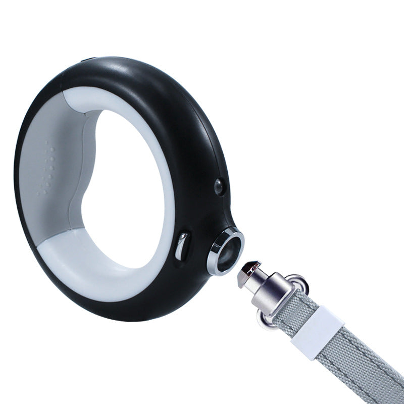 Glowing Ring Retractable Dog Leash And Flashlight