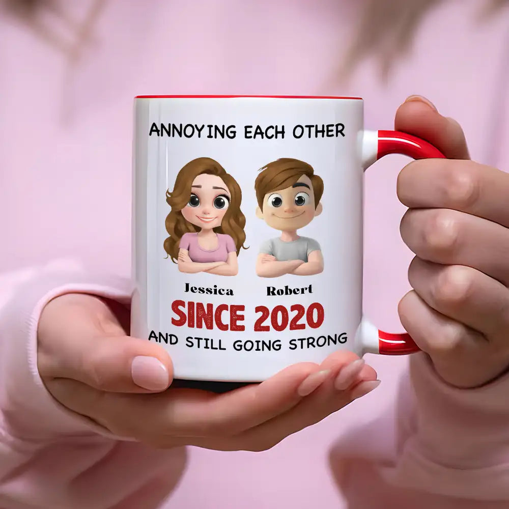 Annoying Each Other - Personalized Couple Cup A Hilarious Love Story with Custom Names