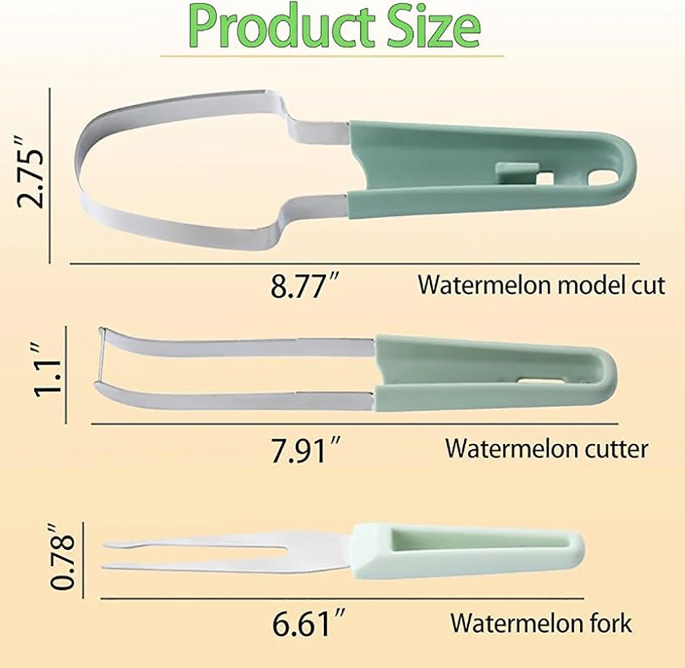 3-in-1 Stainless Steel Watermelon Cutter & Fork