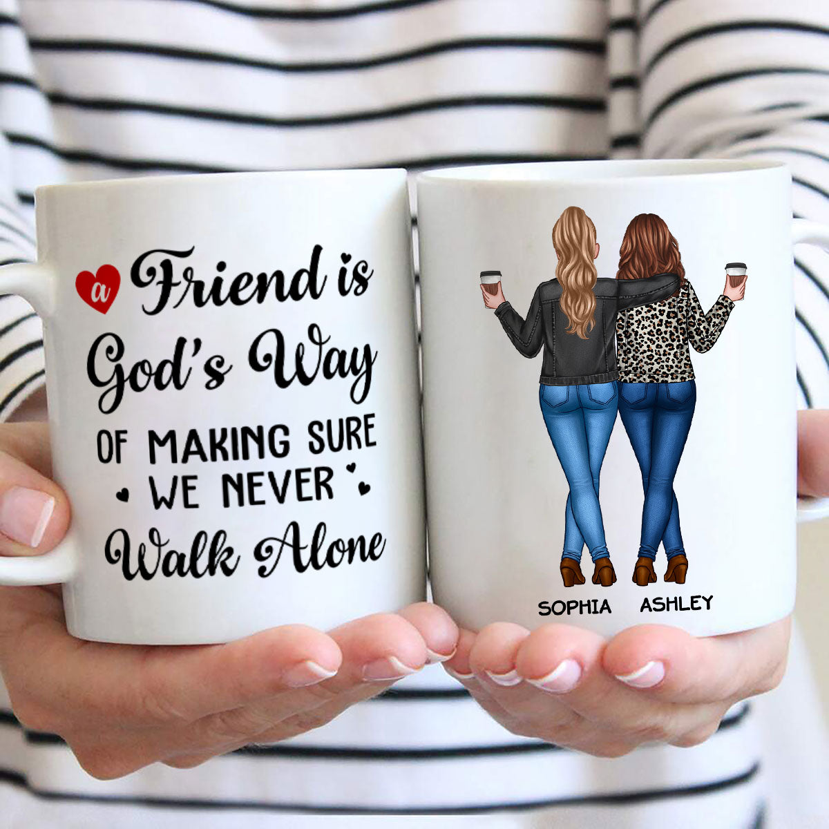 A Friend Is God's Way Besties Best Friend Gift Cup, Friendship Personalized Mug