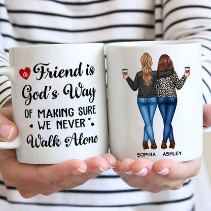 A Friend Is God's Way Besties Best Friend Gift Cup, Friendship Personalized Mug