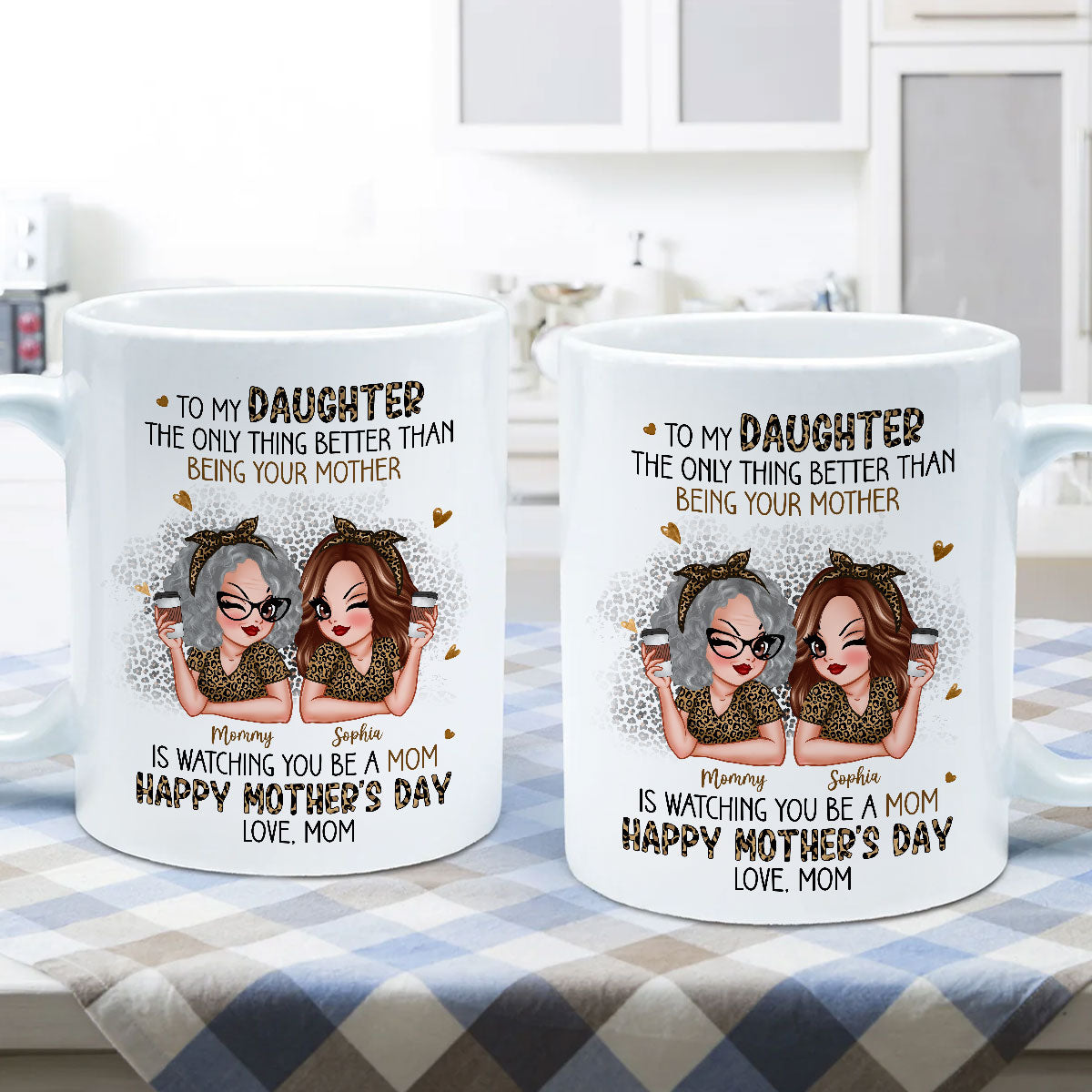 Leopard Pattern To My Daughter From Mom Happy Mother's Day Personalized Mug, Gift For Daughter