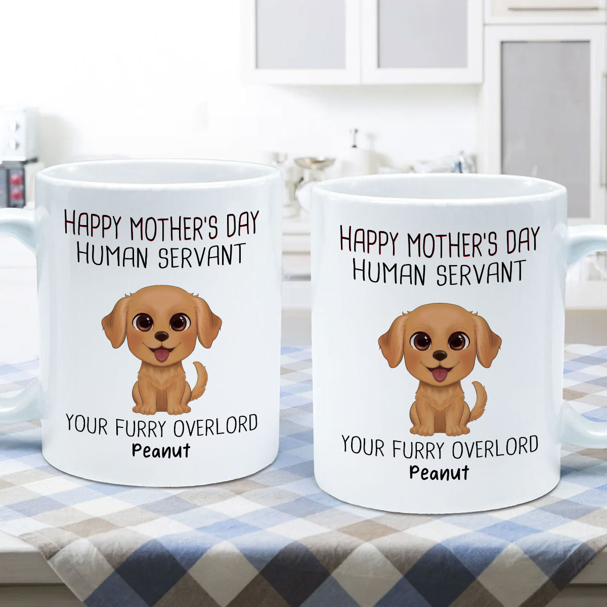 Watercolor Cute Dogs Happy Mother's Day Human Servant Personalized Mug, Gift For Dog Mom, Dog Lovers