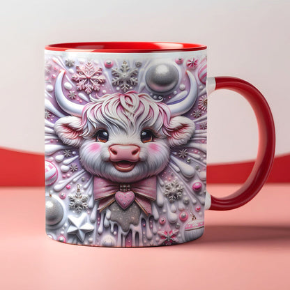 Personalized Gifts For Highland Cattle Lovers, Accent Mug 01HUTN190824 3D Christmas Highland Cattle