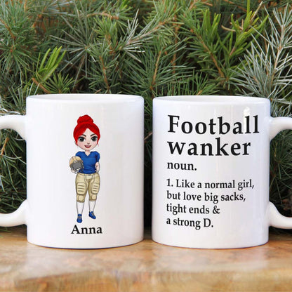 Football Girl Wanker Funny White Mug, Personalized Gift