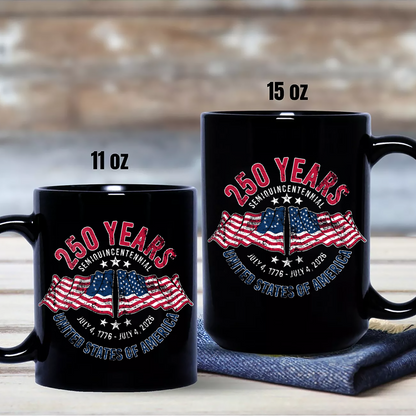 American 250 Years Semiquincentennial Patriotic Gift 2026 Black Mug LM32 895265