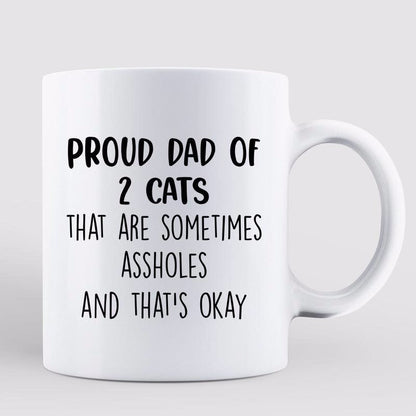 Proud Dad Of Naughty Fluffy Cats Personalized Mug