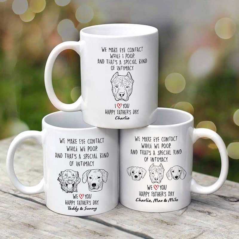 We Make Eye Contact Peeking Dogs Father's Day Gift Dog Dad Personalized Mug