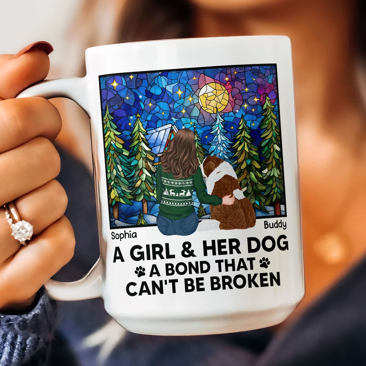 A Girl And Her Dogs - Bond That Can't Be Broken - Personalized Mug