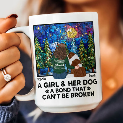 A Girl And Her Dogs - Bond That Can't Be Broken - Personalized Mug