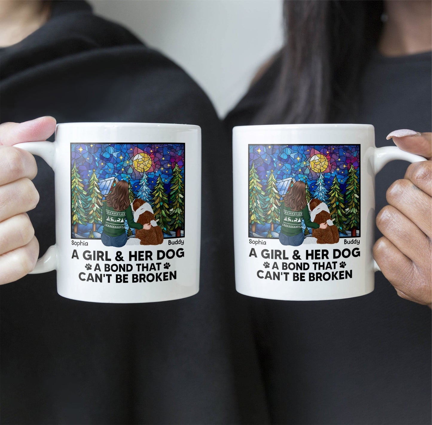 A Girl And Her Dogs - Bond That Can't Be Broken - Personalized Mug