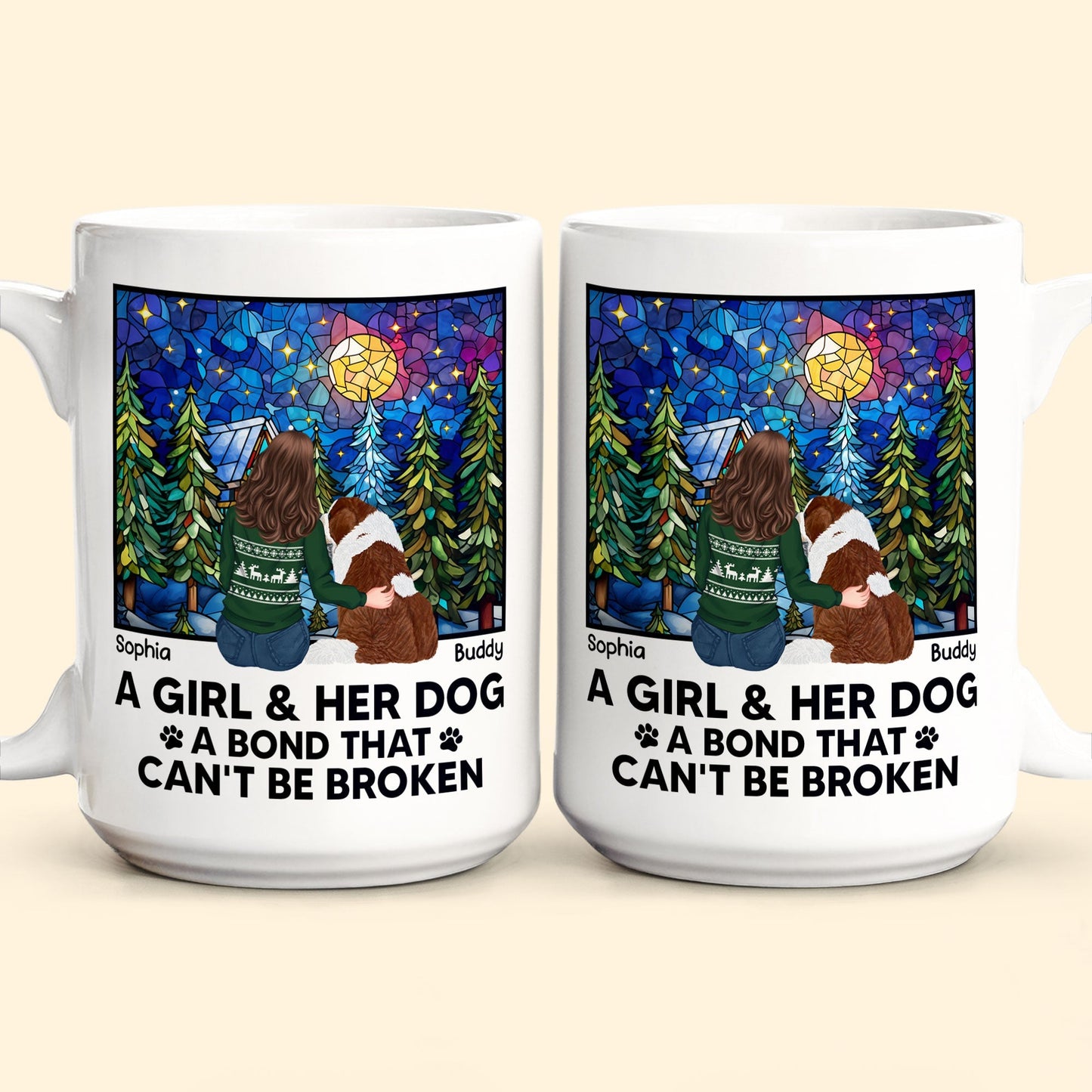A Girl And Her Dogs - Bond That Can't Be Broken - Personalized Mug