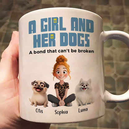 A Girl and Her Dogs" Personalized Mug, Special Gift for Pet Lovers, Perfect Dog Companion Bond Cup
