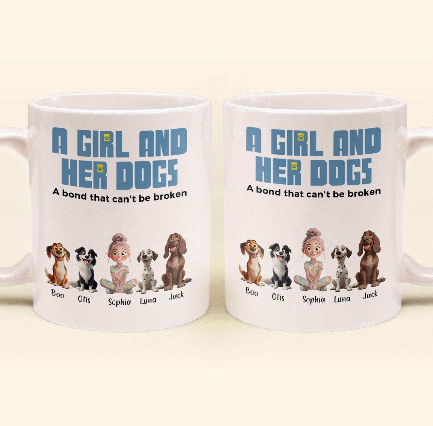 A Girl and Her Dogs" Personalized Mug, Special Gift for Pet Lovers, Perfect Dog Companion Bond Cup
