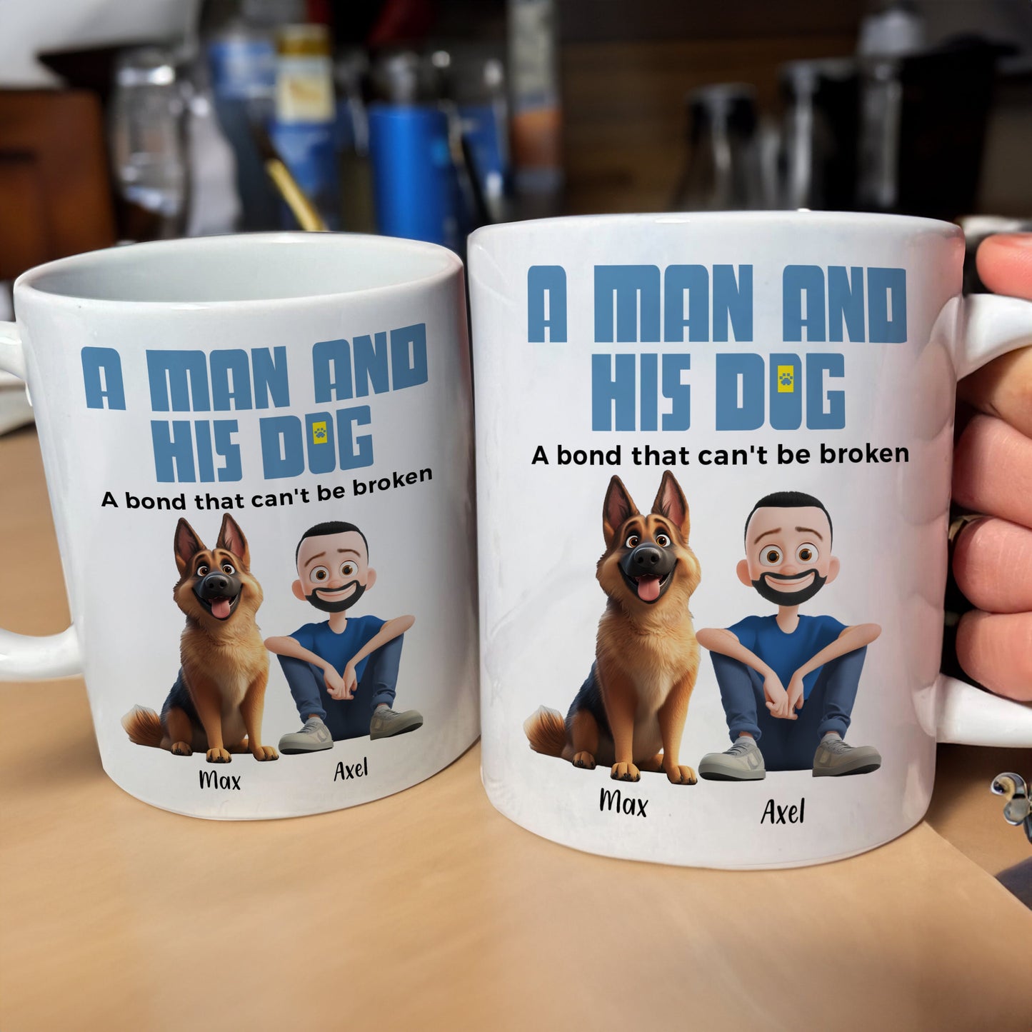 Heartwarming Pet-Themed Mug Personalized 'A Man and His Dogs' Design, Ideal Gift for Dog Owners