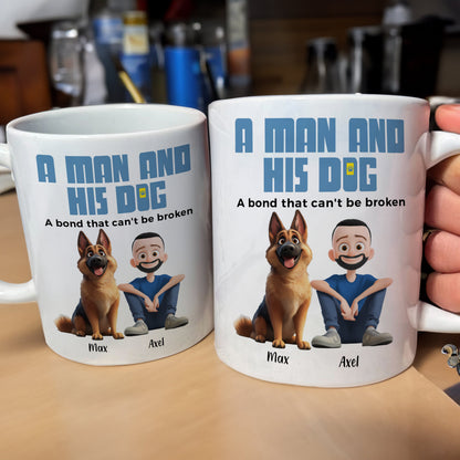 Heartwarming Pet-Themed Mug Personalized 'A Man and His Dogs' Design, Ideal Gift for Dog Owners
