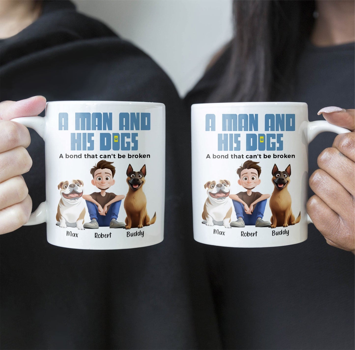 Heartwarming Pet-Themed Mug Personalized 'A Man and His Dogs' Design, Ideal Gift for Dog Owners