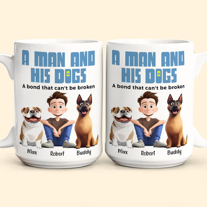 Heartwarming Pet-Themed Mug Personalized 'A Man and His Dogs' Design, Ideal Gift for Dog Owners