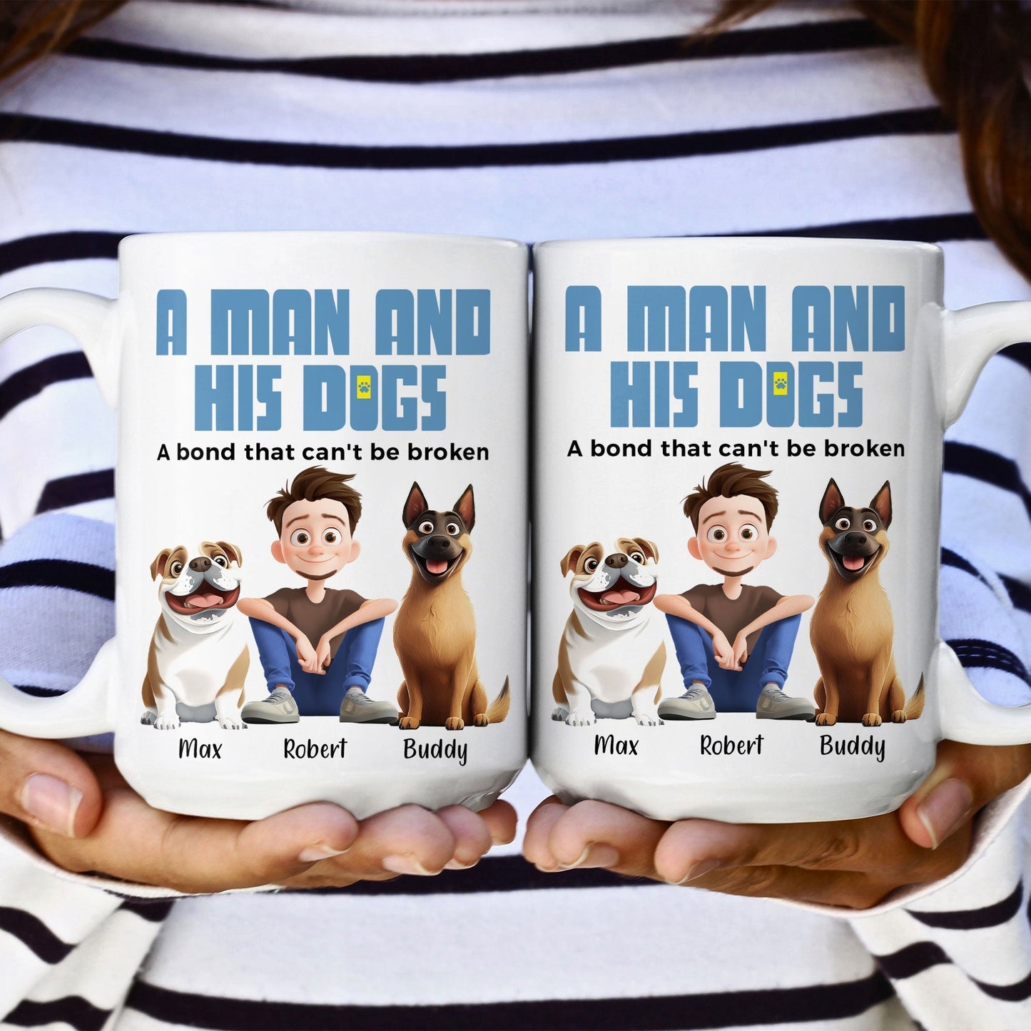 Heartwarming Pet-Themed Mug Personalized 'A Man and His Dogs' Design, Ideal Gift for Dog Owners